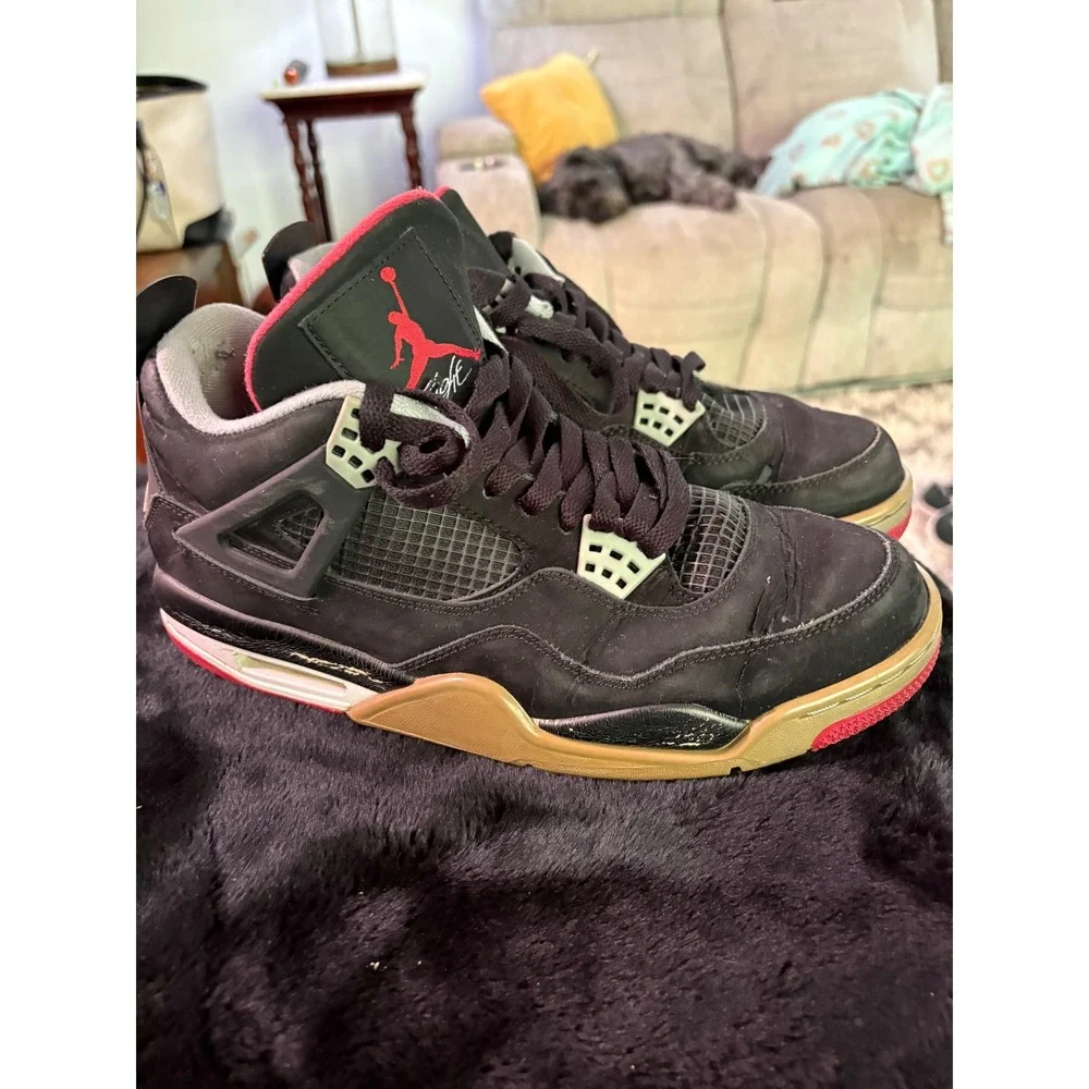 Jordan 4 Retro Bred 2012 Black Red Grey Sneakers 308497-089 Mens 9.5
